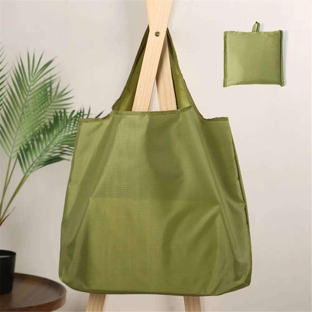 Eco-Friendly Folding Shopping Waterproof Reusable Shoulder Handbag for Travel Grocery Fashion Pocket Tote Solid Color Bag XJ260306