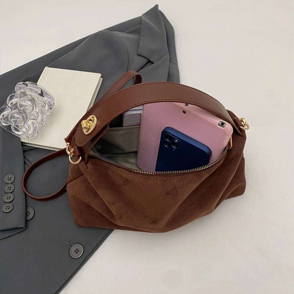 Fashion Autumn Winter Big Boston Tote Soft Matte Suede Cow Leather Women's Handbag Shoulder Crossbody Bag For Women Grey Brown XJ260306