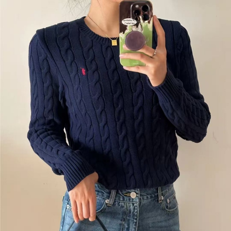 Womens Polo Tees Winter New Long Sleeve Vintage Twist Knitted Sweater Women Pink Grey Black Baggy Knitwear Pullover Jumper Female Clothing regalrags