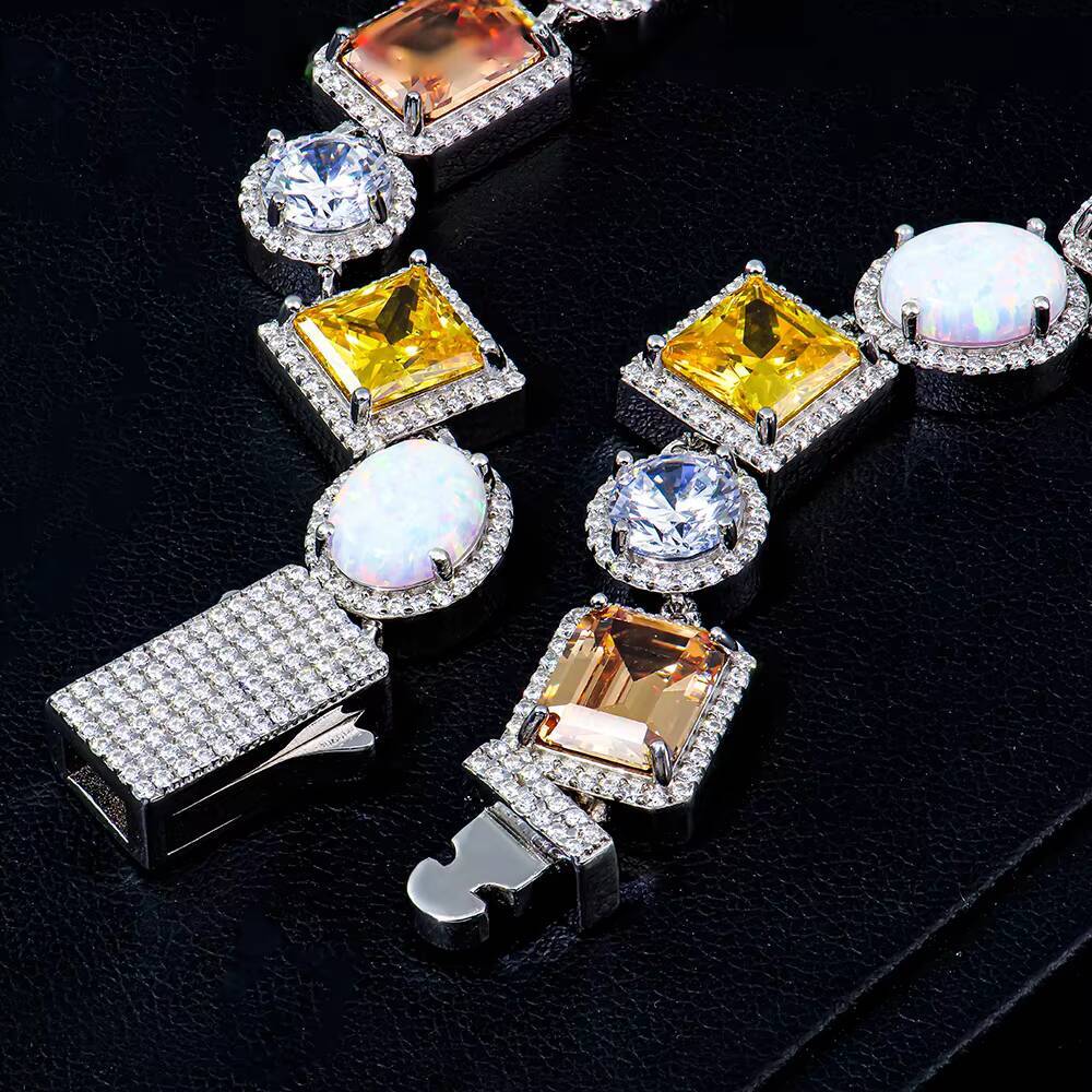 Trueya 925 Silver Jewelry Cubic Zirconia Clustered Necklace Unisex Trendy Style for Party or Gift