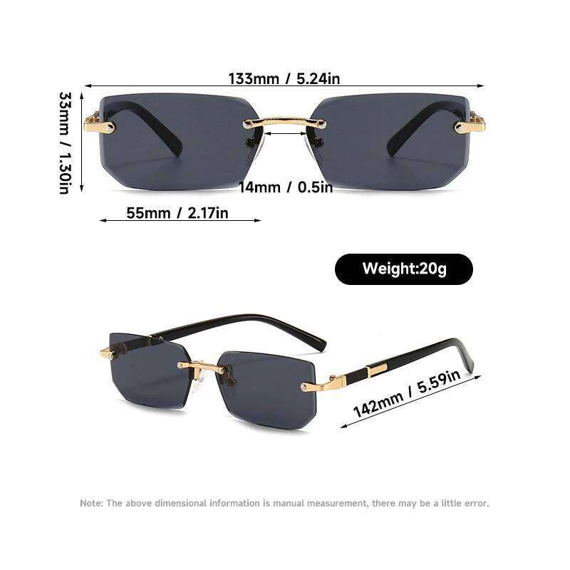 1PCS/2PCS/3PCS Rimless Sunglasses Rectangle Fashion Popular Women Men Shades Small Sun Glasses For Female Male Traveling Oculos Z260306