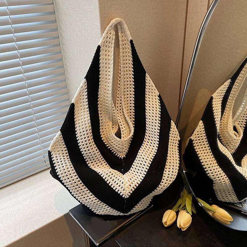 Women Crochet Tote Hollow out Beach Large Capacity Fashion Knitted Hobo Simple Shopping Bag for Travel Vacation XJ260306
