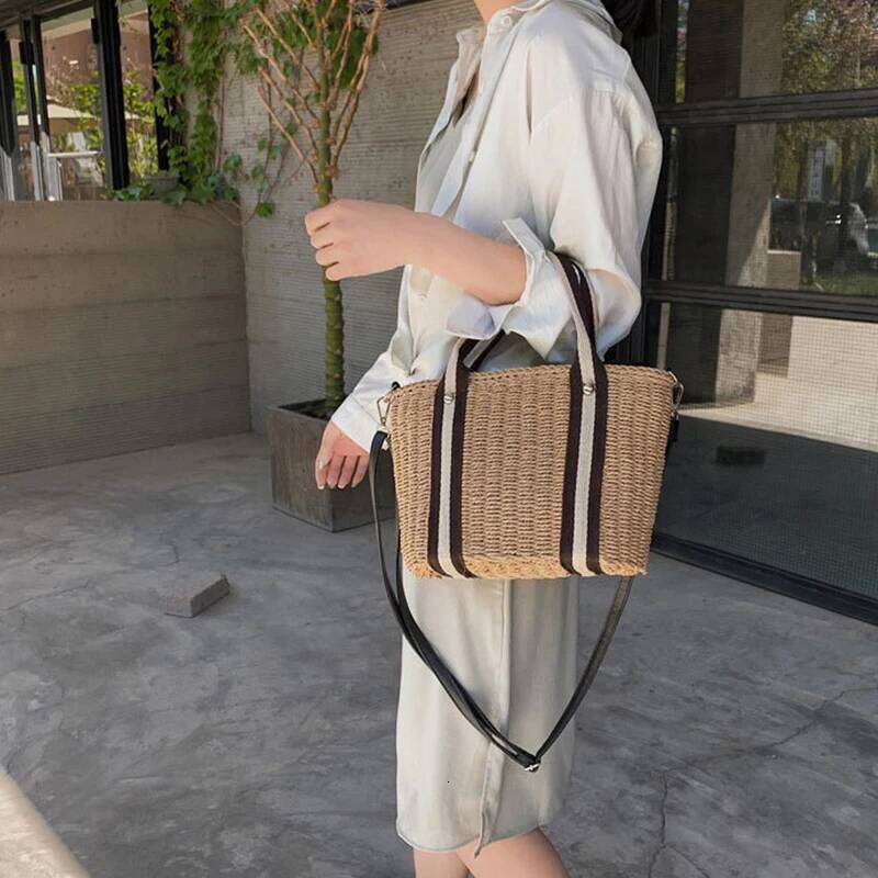 Summer Handmade Woven Bags for Women, Straw Beach Rattan Knitted Handbags Totes Bohemia Ladies Basket Crossbody Shoulder Bag XJ260306