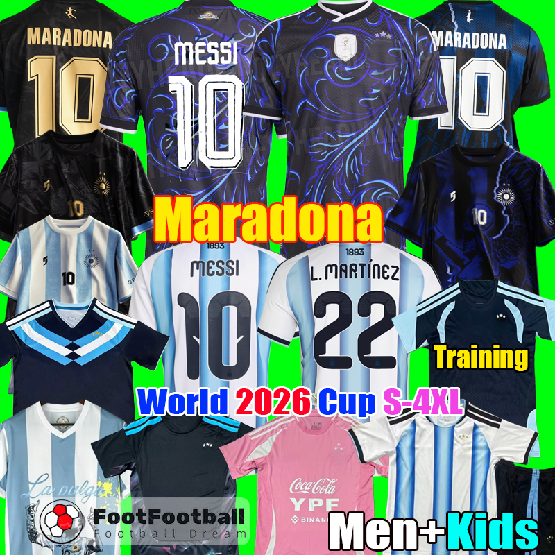S-4XL 2026 Argentina jersey 26 27 Maradona Soccer Jerseys Cup DI MARIA DYBALA Football Shirt MARADONA MONTIEL MARTINEZ men kids Kit Camiseta de Futbol tops