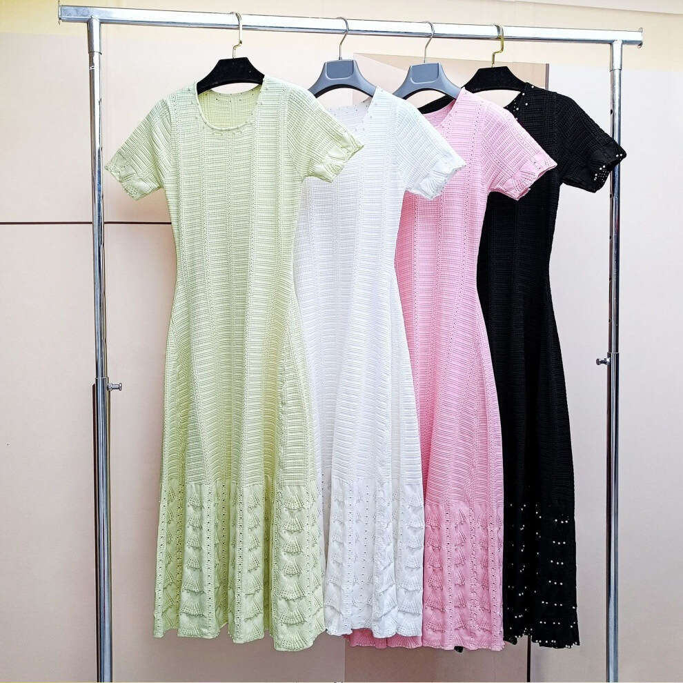 2026 Spring and Summer New Hollow Tank Top Long Dress French Sexy Off Shoulder Beaded Sleeveless Evening Dress