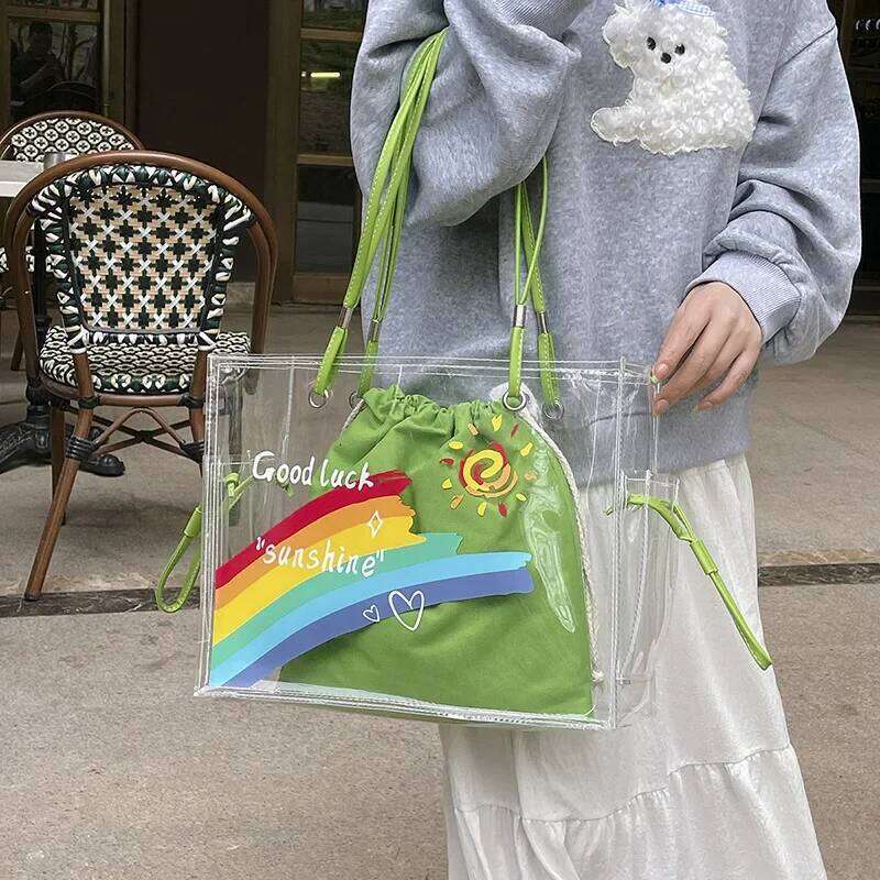 Large Capacity Fashionable PVC Transparent Jelly Sweet Girl Trendy Versatile Tote Bag for Women XJ260306