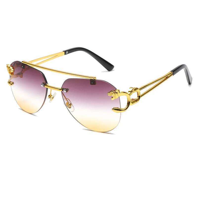 New Rimless Sunglasses Pilot Fashion Frame Women Men Large Round Sun Glasses for Female Male Gradient Traveling Oculos Z260306