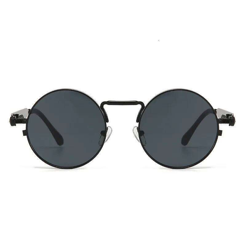 New Retro Men Punk Style Sunglasses Black Round Frame Women Fashion Sun Glasses UV400 Eyewear Z260306