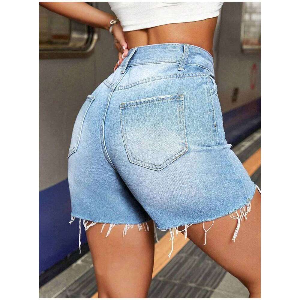 2025 Spring New High Waist Ripped Denim For Women Fashion Stretch Slim Fit Sexy Jeans Shorts Hot Girls Clothing XJ260306