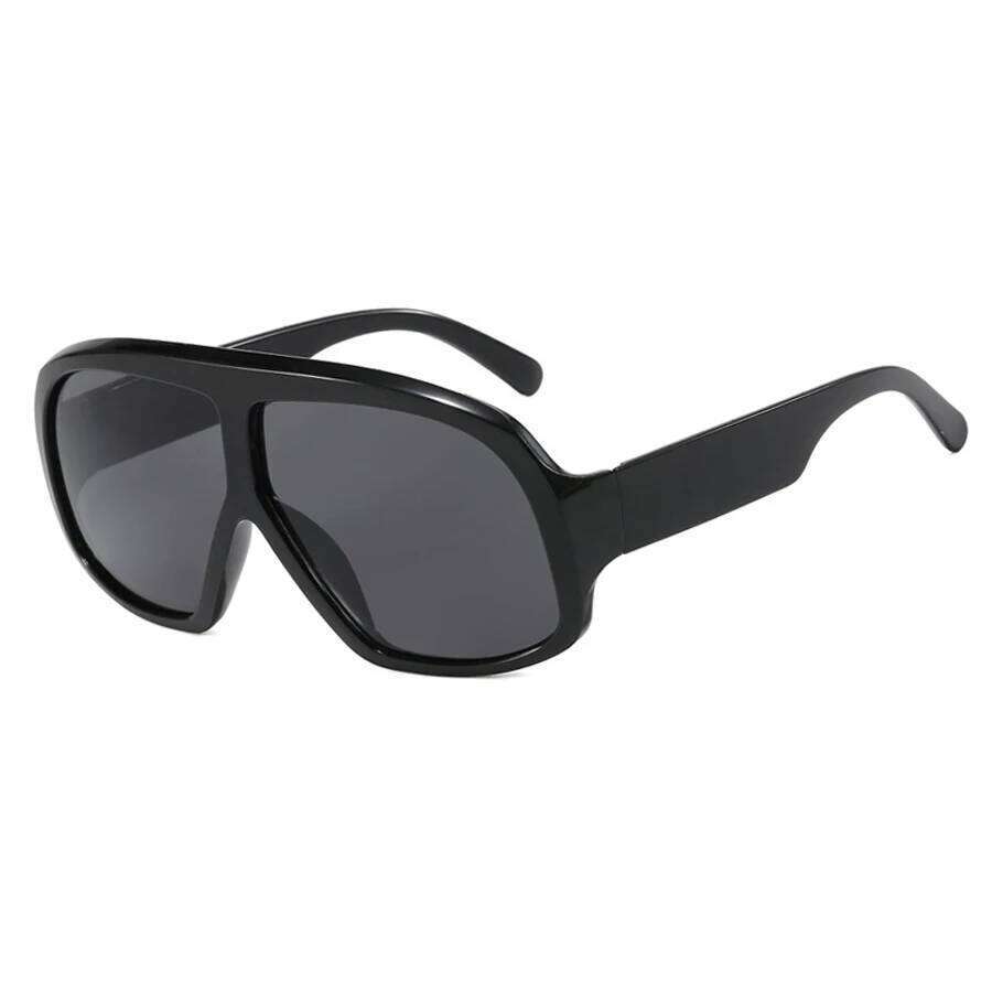 New Retro Big Frame Square Women Brand Black Gradient Cool Men Sunglasses One Piece Pilot Sun Glasses Z260306