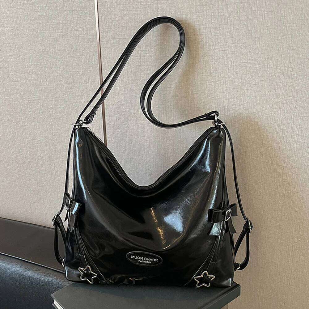 Women Y2k PU Leather All-Match Shoulder Solid Color Versatile Handbag Work Commute School Bag XJ260306
