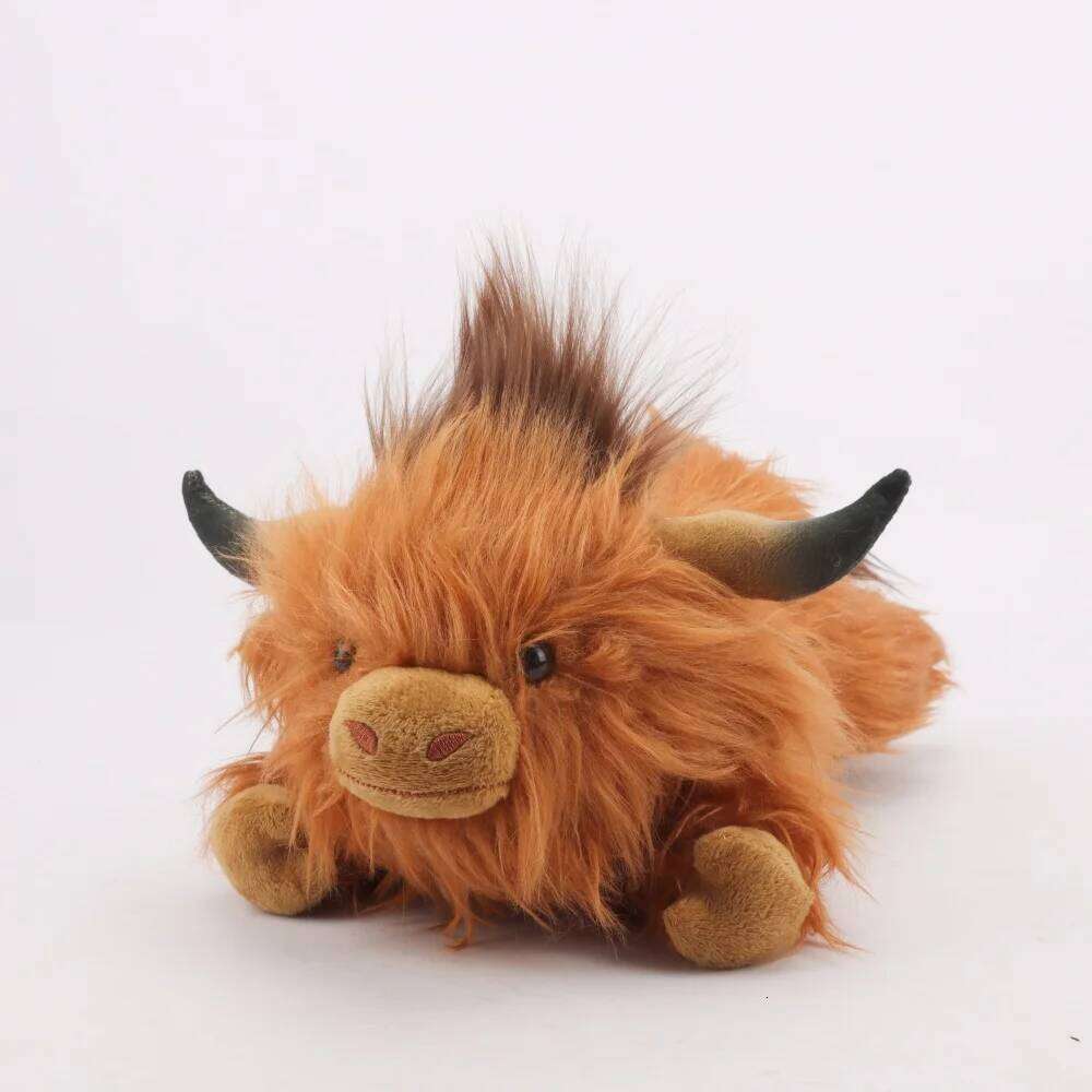 32cm Simulation Animal Doll Soft Stuffed Lying Highland Cow Plush Toy Kawaii Kids Xmas Gifts Home Decor R260908 - view 7
