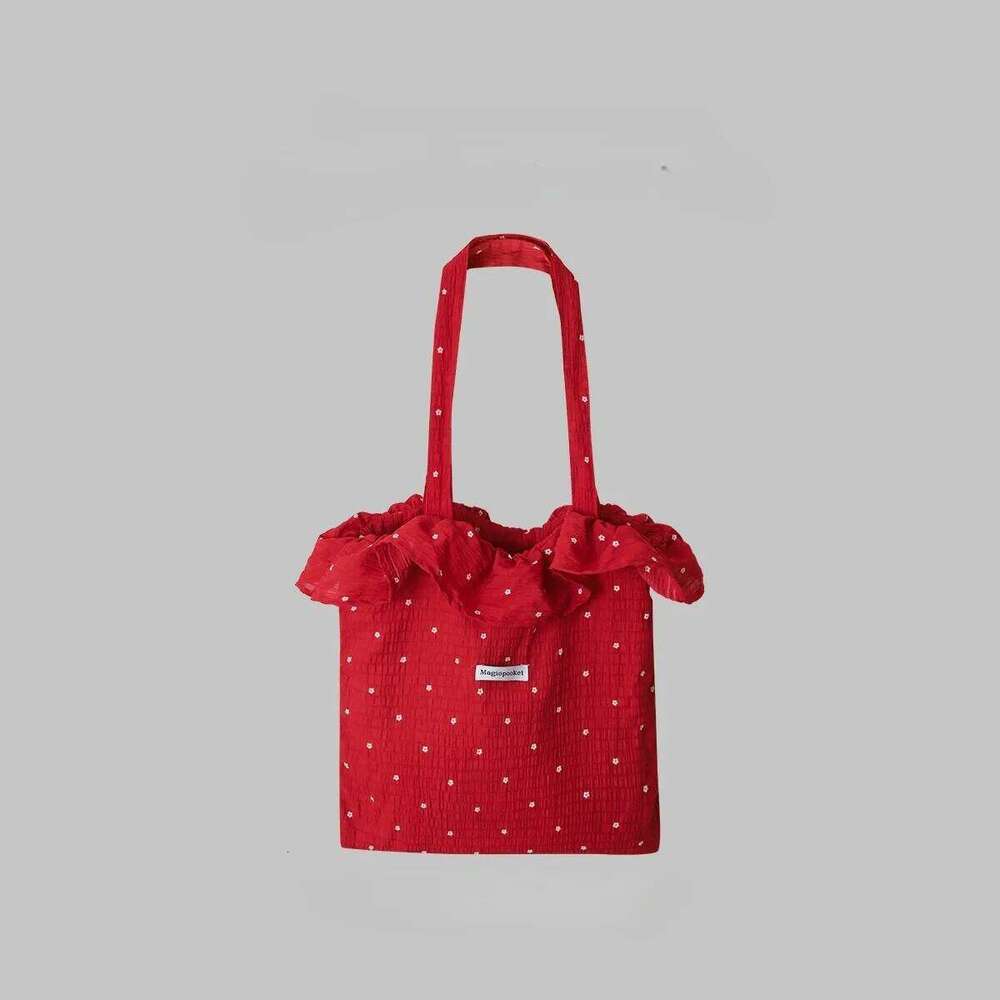 All-match Wave Point Chiffon Shoulder Large Capacity Fairy Mesh Handbag Commuting Korean Style Tote Bag Women XJ260306