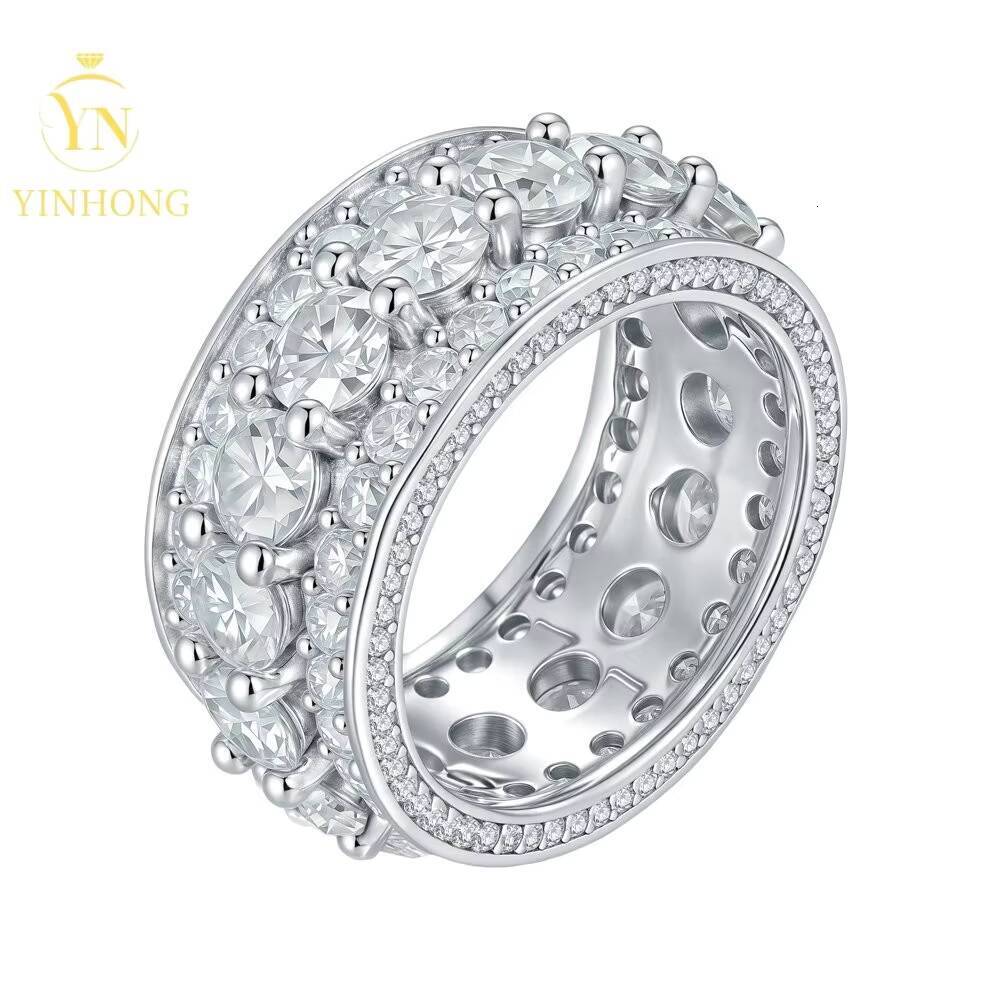 Wholesale Custom Jewelry Luxury Hip Hop Jewelry Real 925 Sterling Silver Hip Hop Moissanite Ring