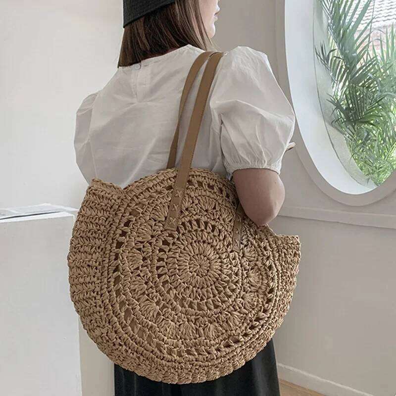 New Large Capacity Handbag Totes Holidays Pack Handmade Straw Shoulder Bags For Women Big Travel Beach Bag bolsa feminina XJ260306