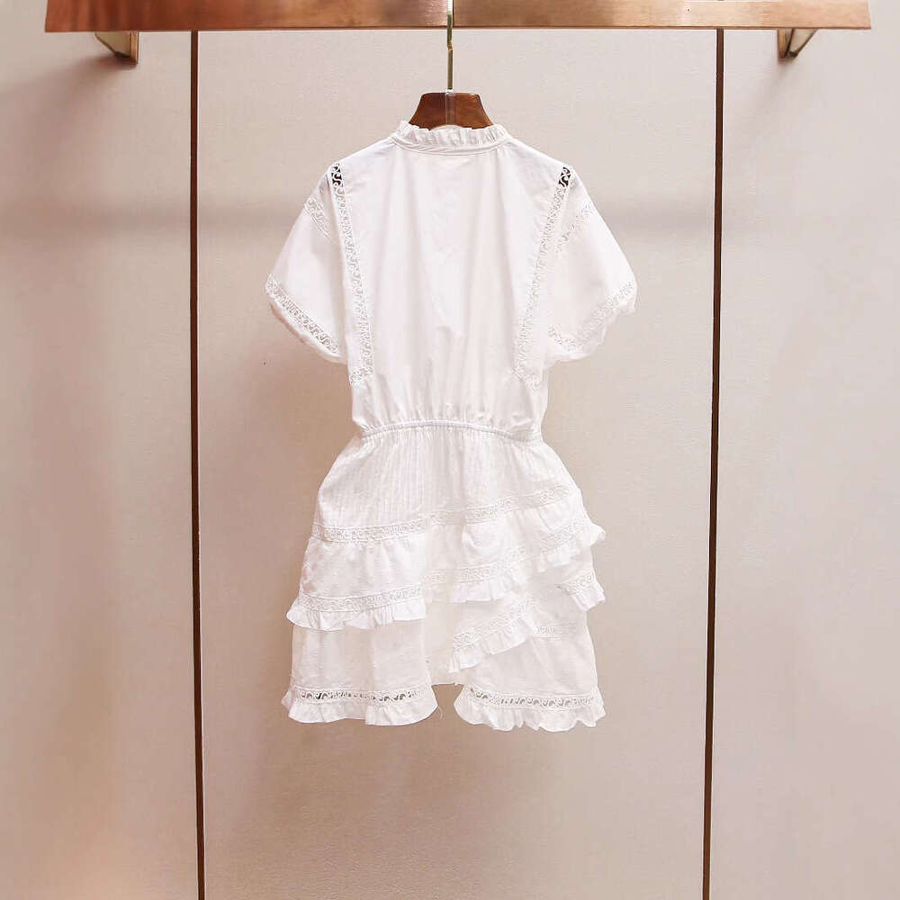 2026 Spring and Summer New French Romantic Vacation Style Tie up Puff Cake Short Sleeve Long Sleeve Dress for Women