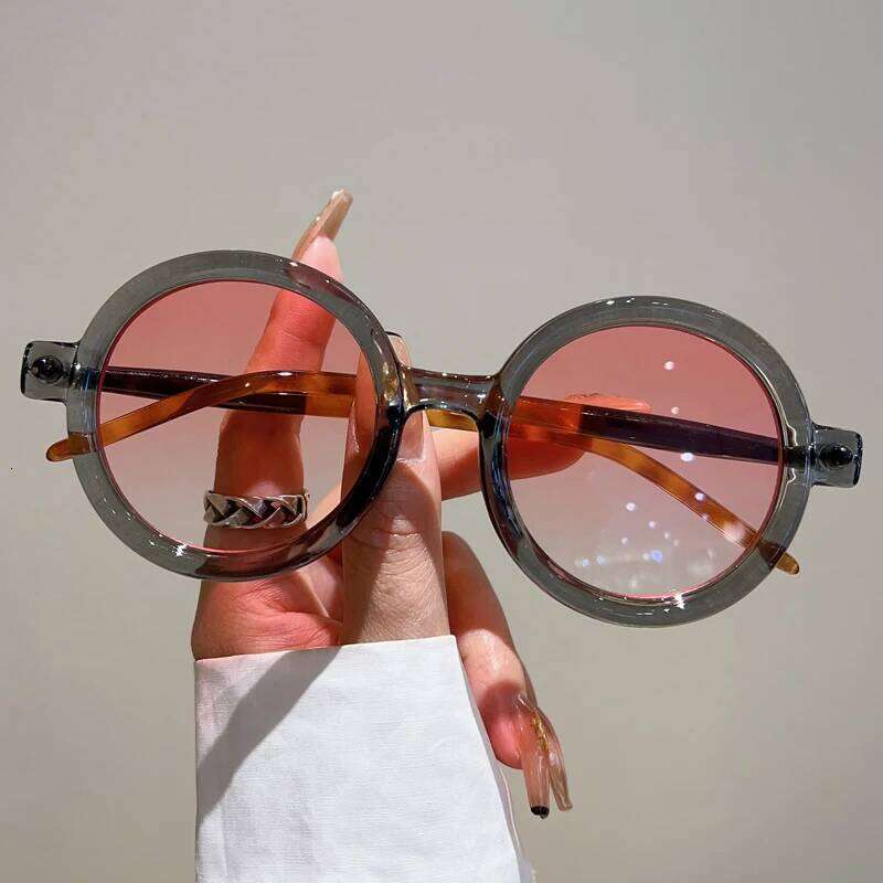 KAMMPT Vintage Round Sunglasses Fashion Retro Candy Color Blue Light Blocking Shades Eyewear Trendy Brand Sun Glasses Z260306