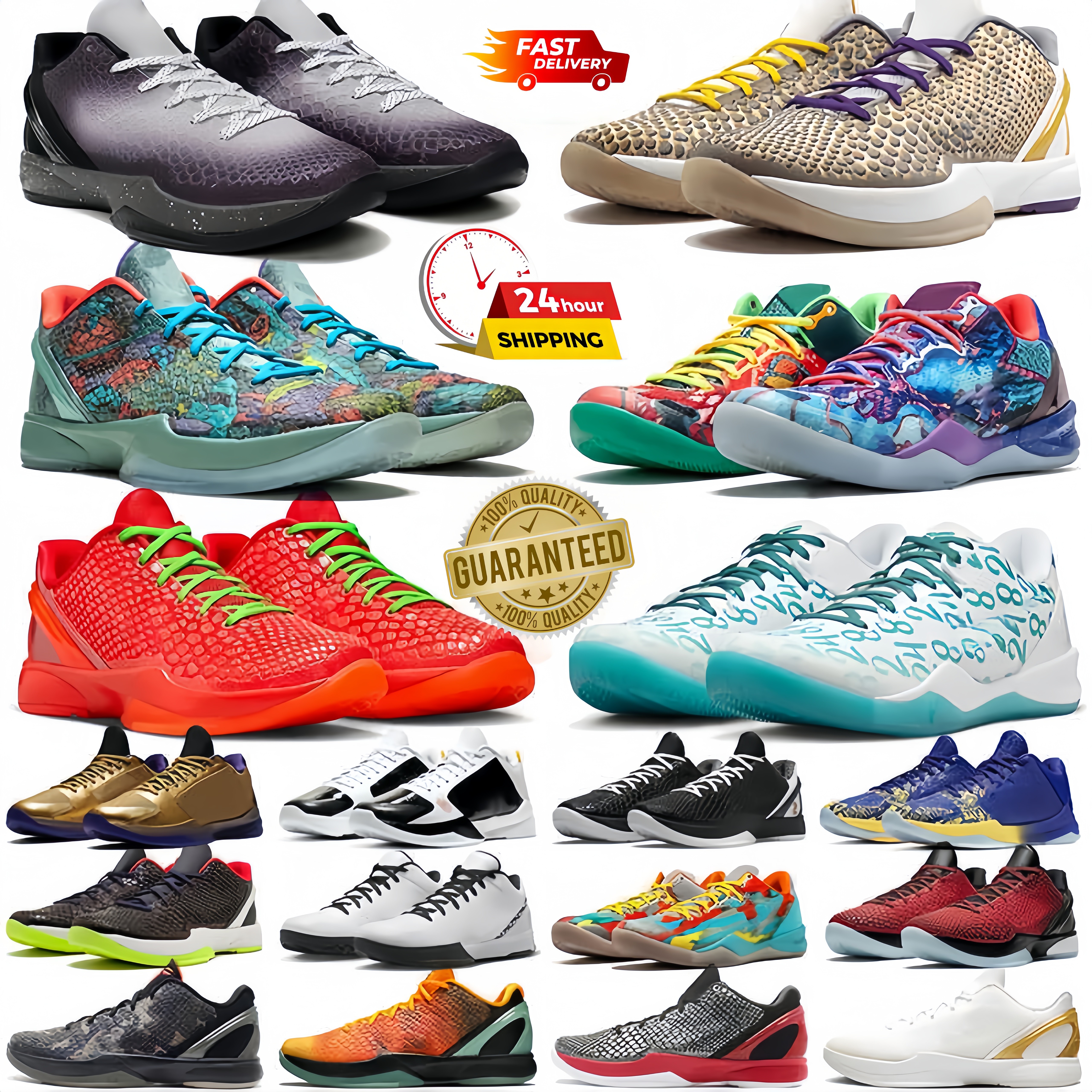 Mamba 6 6s Protro Kobe Basketball Shoes Venice Beach Pink Del Sol Trainers Dark Knight Sneakers Durable Reverse Grinch Design