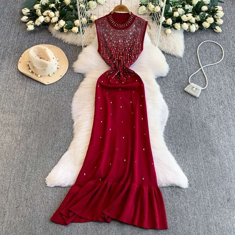 2026 Spring Summer New European and American Style Elegant Sleeveless Women's Stand up Collar Slimming A-line Mermaid Long Dress