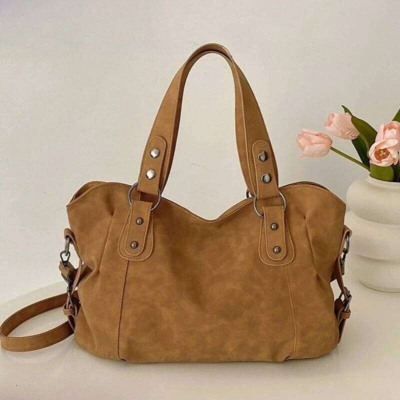 Autumn Winter Big Boston Luxury Designer Tote Genuine Grade Soft Matte Suede Leather Women Handbag Female Shoulder Crossbody Bag XJ260306