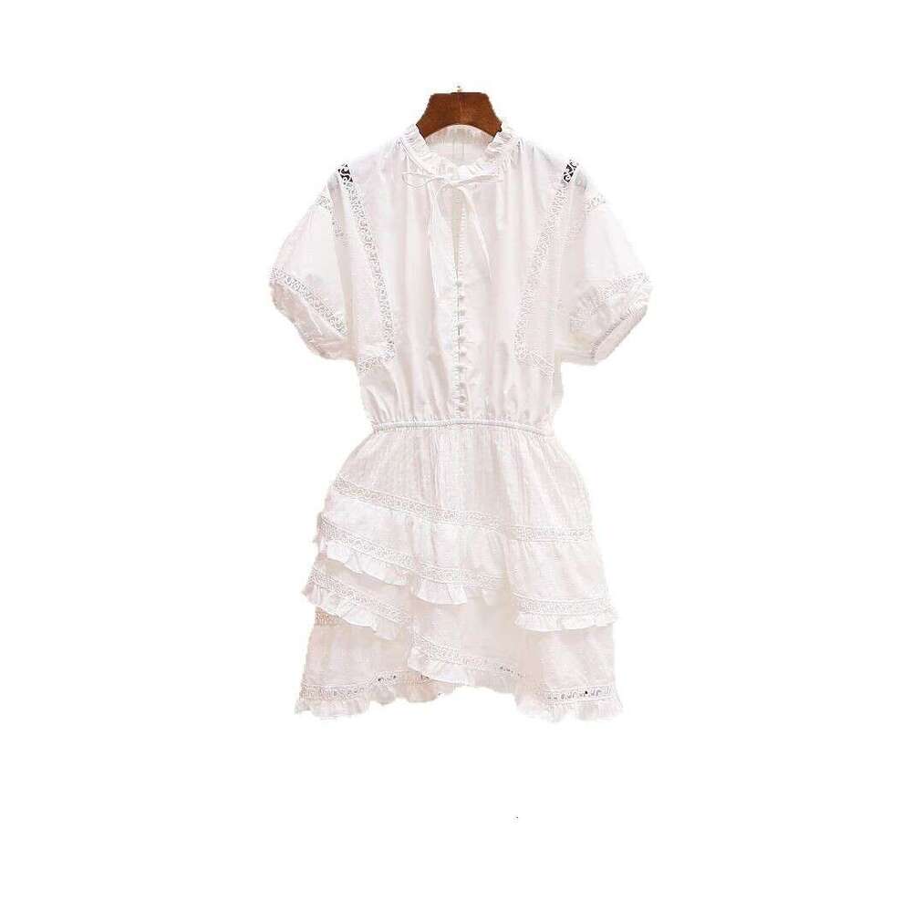 2026 Spring and Summer New French Romantic Vacation Style Tie up Puff Cake Short Sleeve Long Sleeve Dress for Women