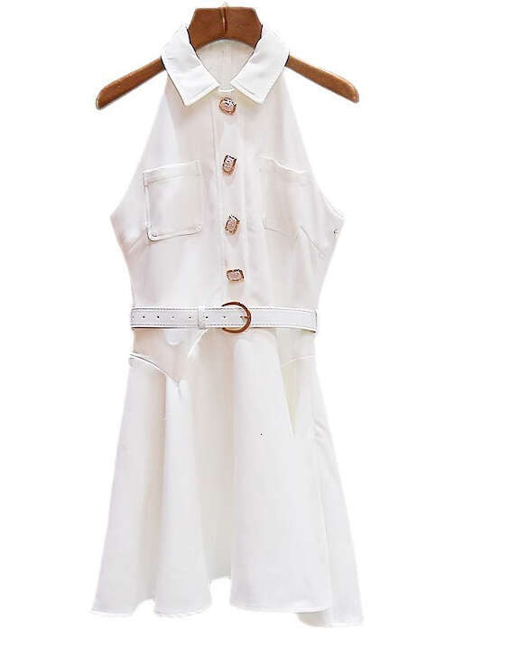 2026 new summer French retro style backless collar sleeveless A-line waist waist umbrella slimming dress