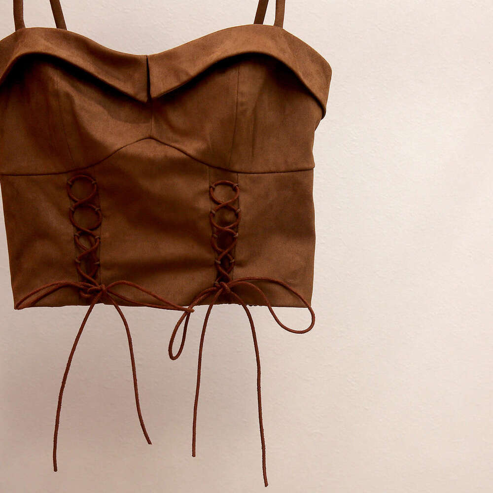 2026 designer high-end women's clothing spring and summer new style French bicycle spicy girl style drawstring slim fit women's vest