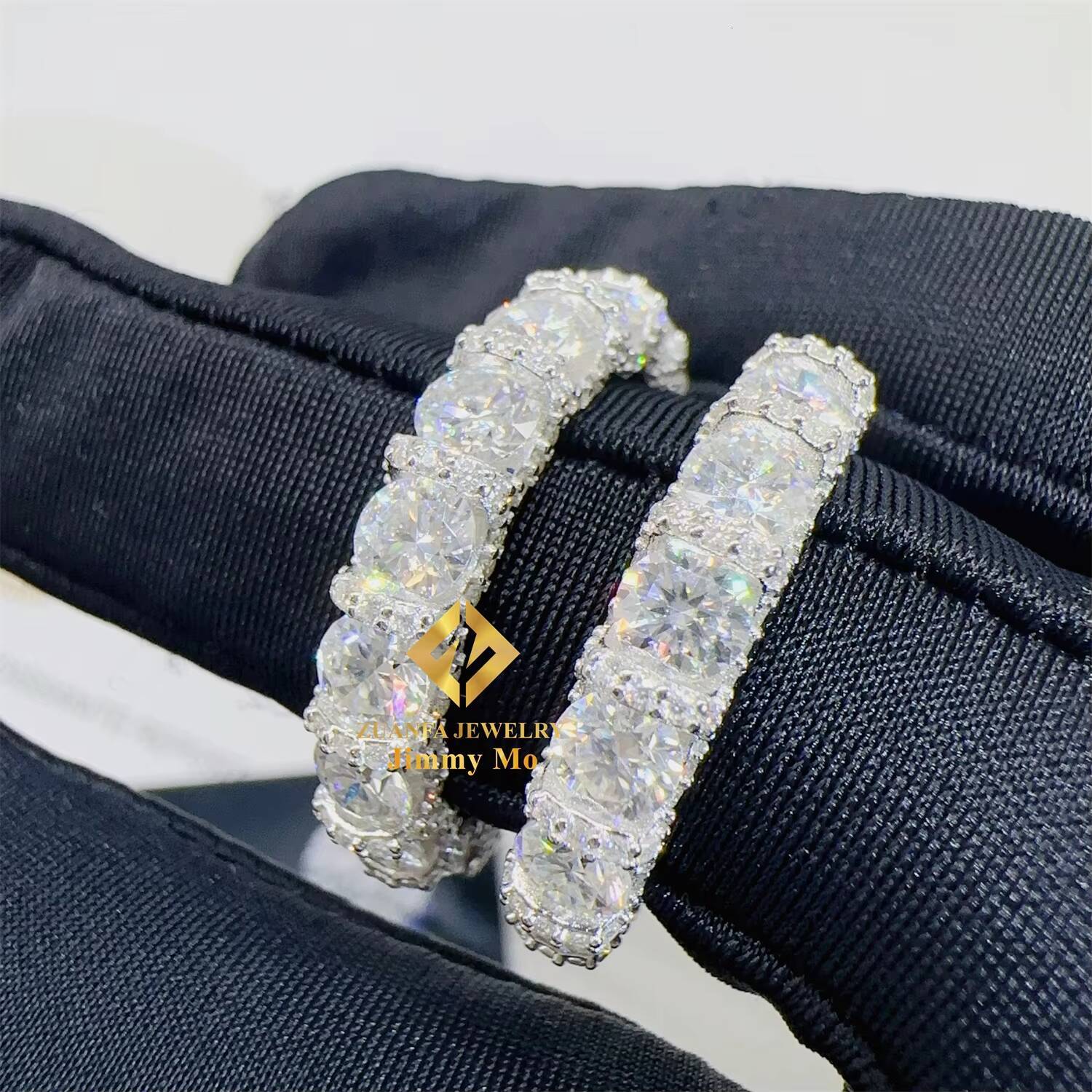 Factory Price Solid Silver Rapper Jewelry Man Iced Out Full With 425mm Stone VVS1 Moissanite Hip Hop Eternity Band Ring