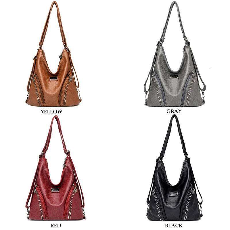 Multifunction Big Hand Bags for Women Winter Large Tote Fashion Rivet Shoulder Bag Female Luxury Soft Ladies Leather Handbag XJ260306