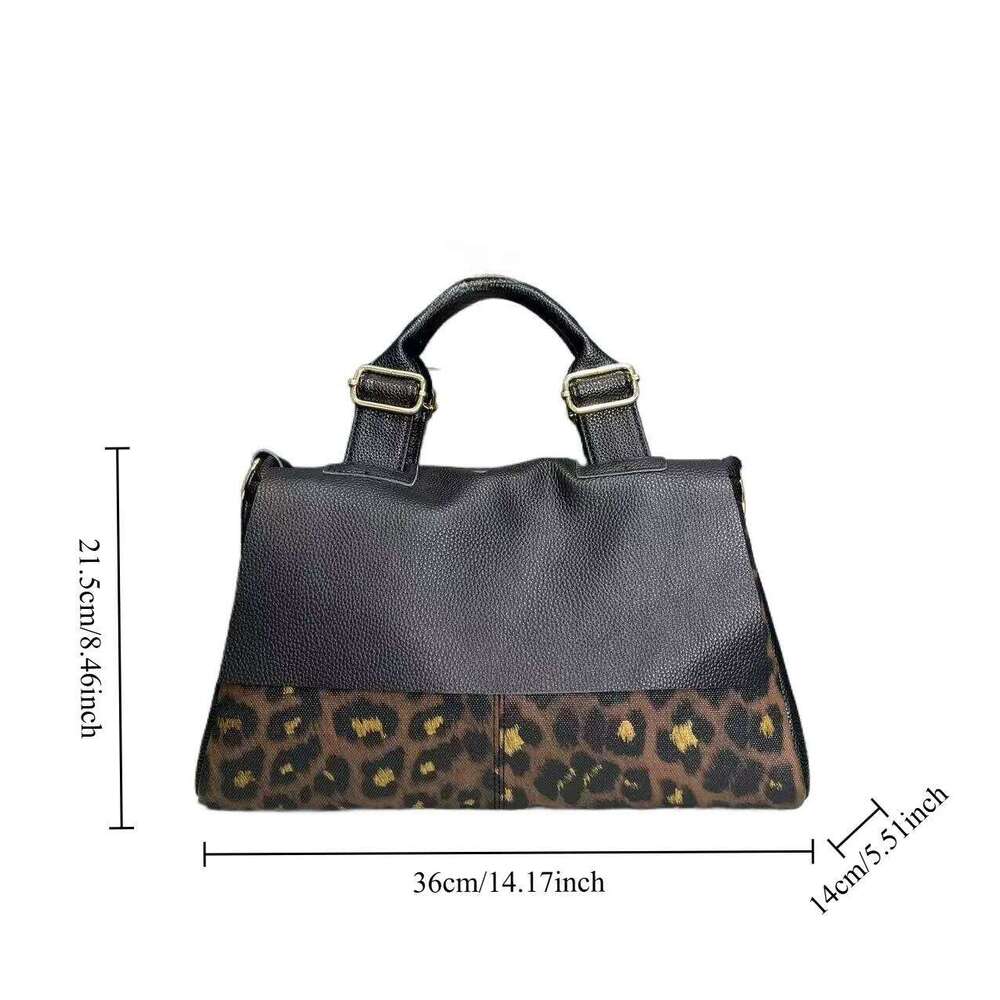 Ladies' Fashion Personalized Leopard Pattern Tote Large Capacity Retro Street Y2K Spicy Punk Shoulder Bag XJ260306