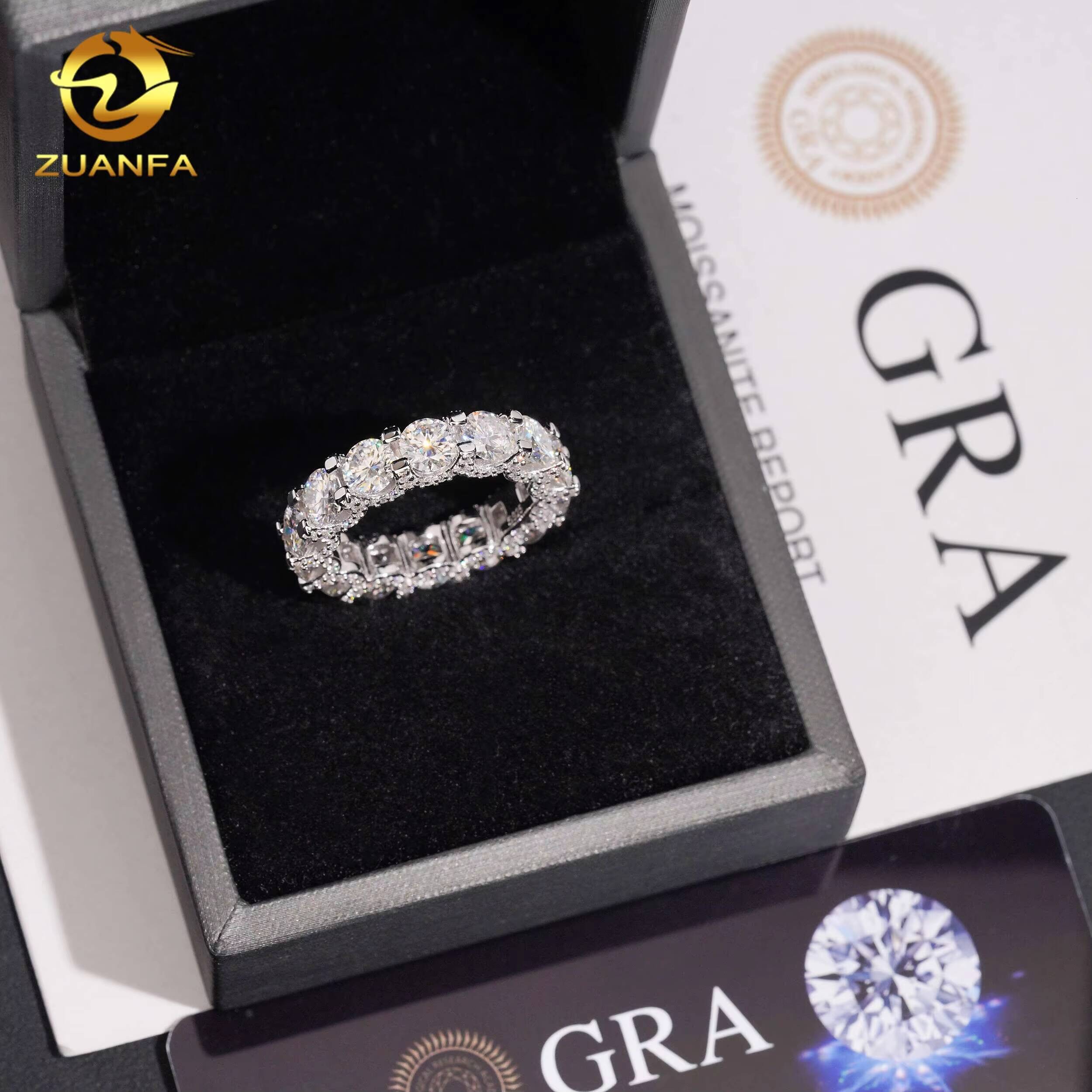 New Arrivals Hot Sale Hip Hop Design Moissanite Ring Pass Diamond Test S925 Silver Round Iced Out Ring Mens