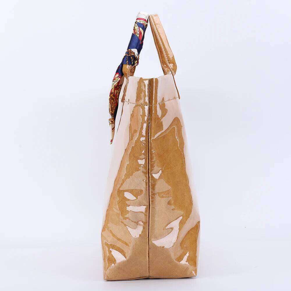 PVC Tote Hobo Letters Print Clear Plastic Handbag Large Bag for Women Shopping Travel XJ260306