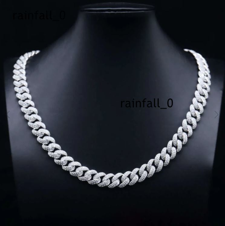 Jewelry Manufacturer Hiphop 925 Sterling Silver 10MM Wide Double Row Moissanite Silver Cuban Chain for Mens Moissante Jewelry