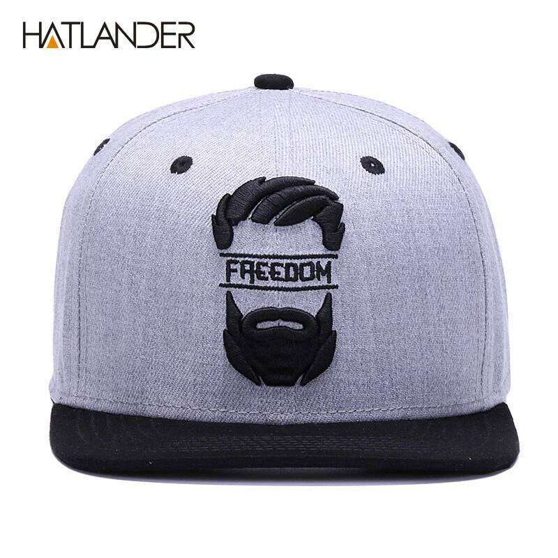 HATLANDER Original snapback men flat brim bone baseball caps embroidery mustache mens hat youth street ware cool hip hop cap Y260304