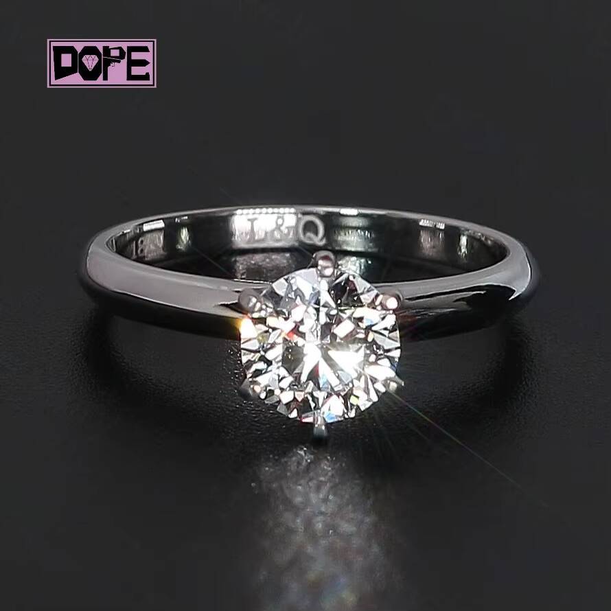 Classic Lab Grown Diamond Ring IGI Cvd Diamond 18K White Gold Solitaire 1CT Round Engagement Wedding Ring
