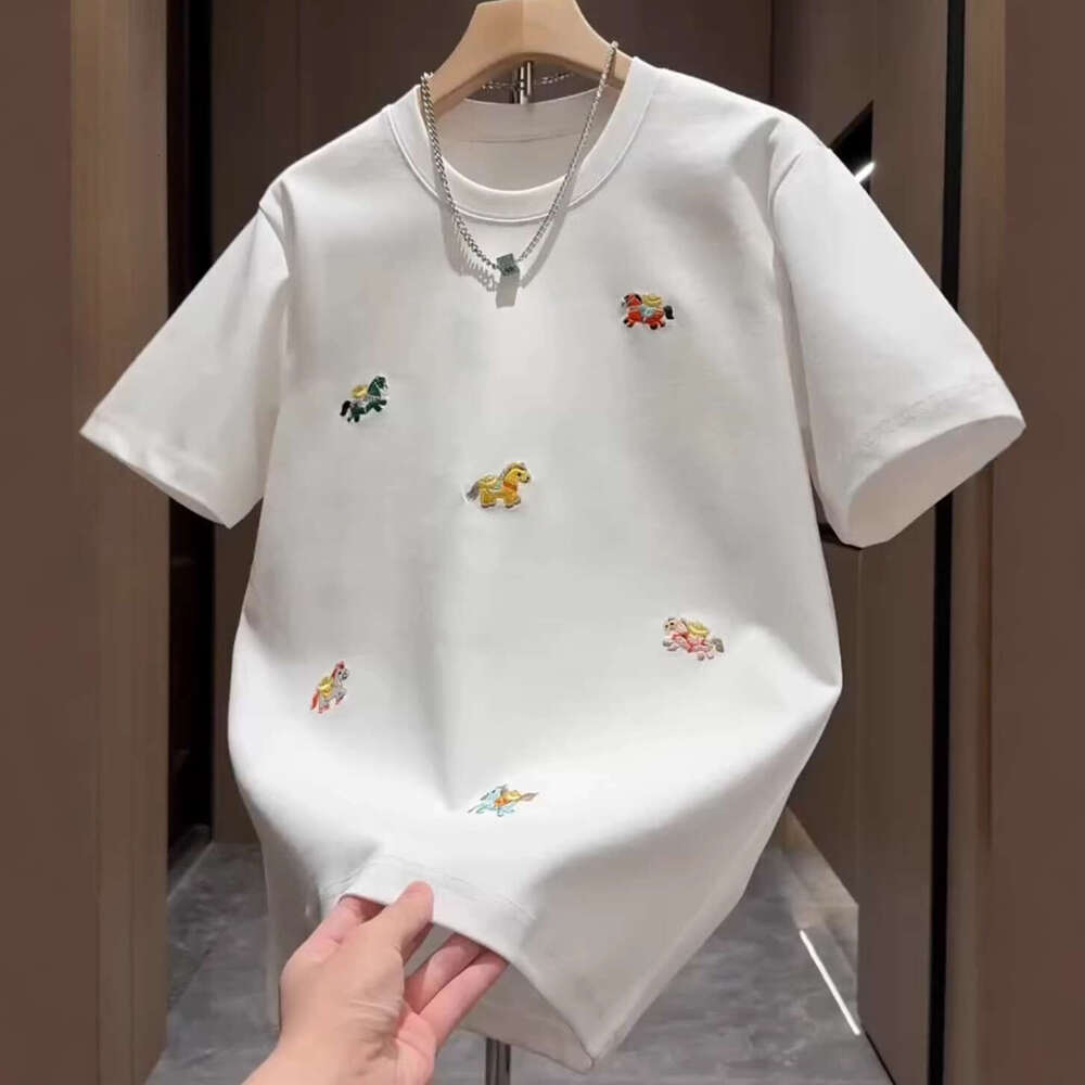2026 Spring New Red Year Of The Horse Embroidered T-Shirt Unisex Trendy Brand Short Casual Versatile Half Sleeve Luanyun