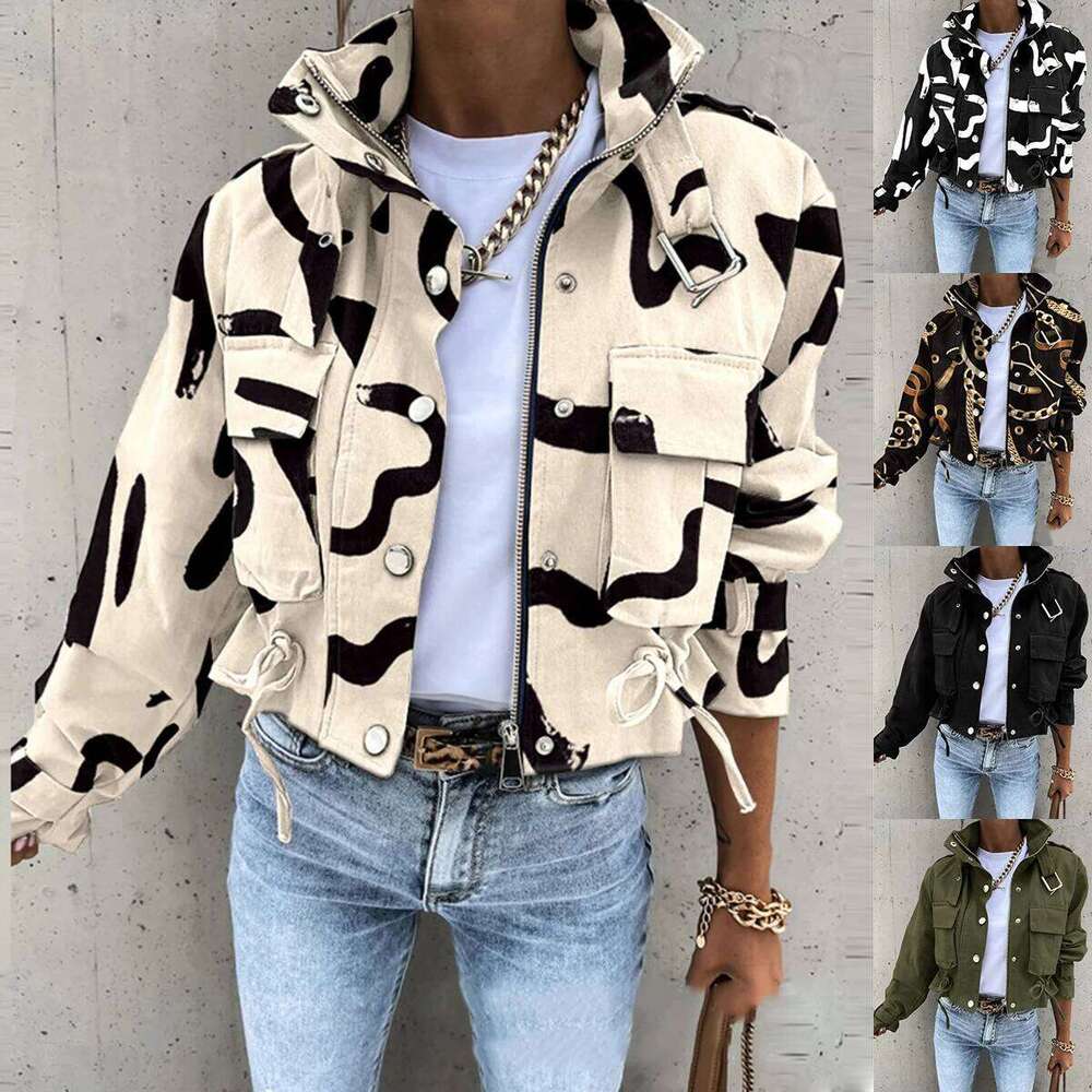 Woman Jacket Clothing Streetwear Autumn &Winter Elegant Slim Round Neck Solid Pocket Button Long Sleeve Workwear Coats AKIKIYU