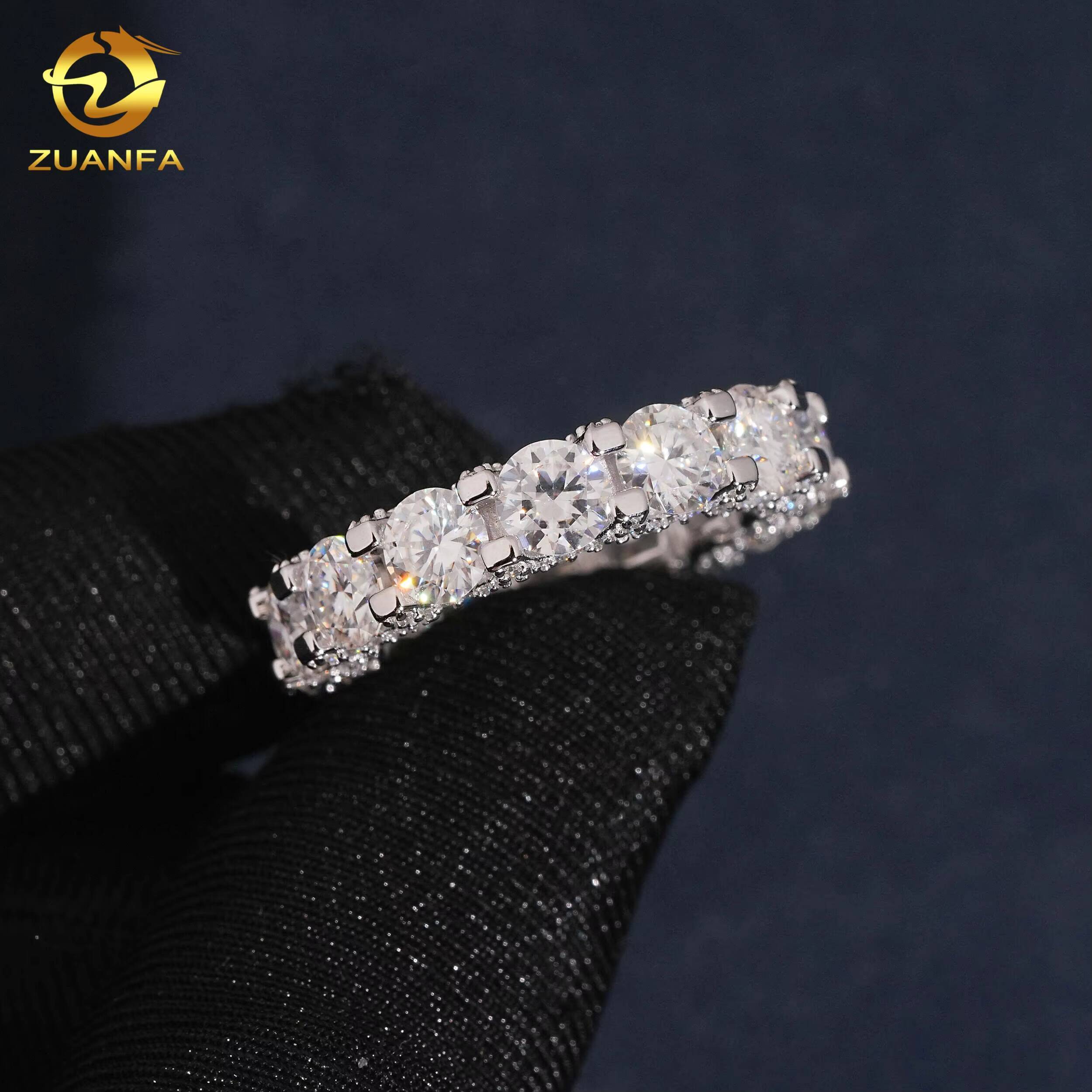 New Arrivals Hot Sale Hip Hop Design Moissanite Ring Pass Diamond Test S925 Silver Round Iced Out Ring Mens
