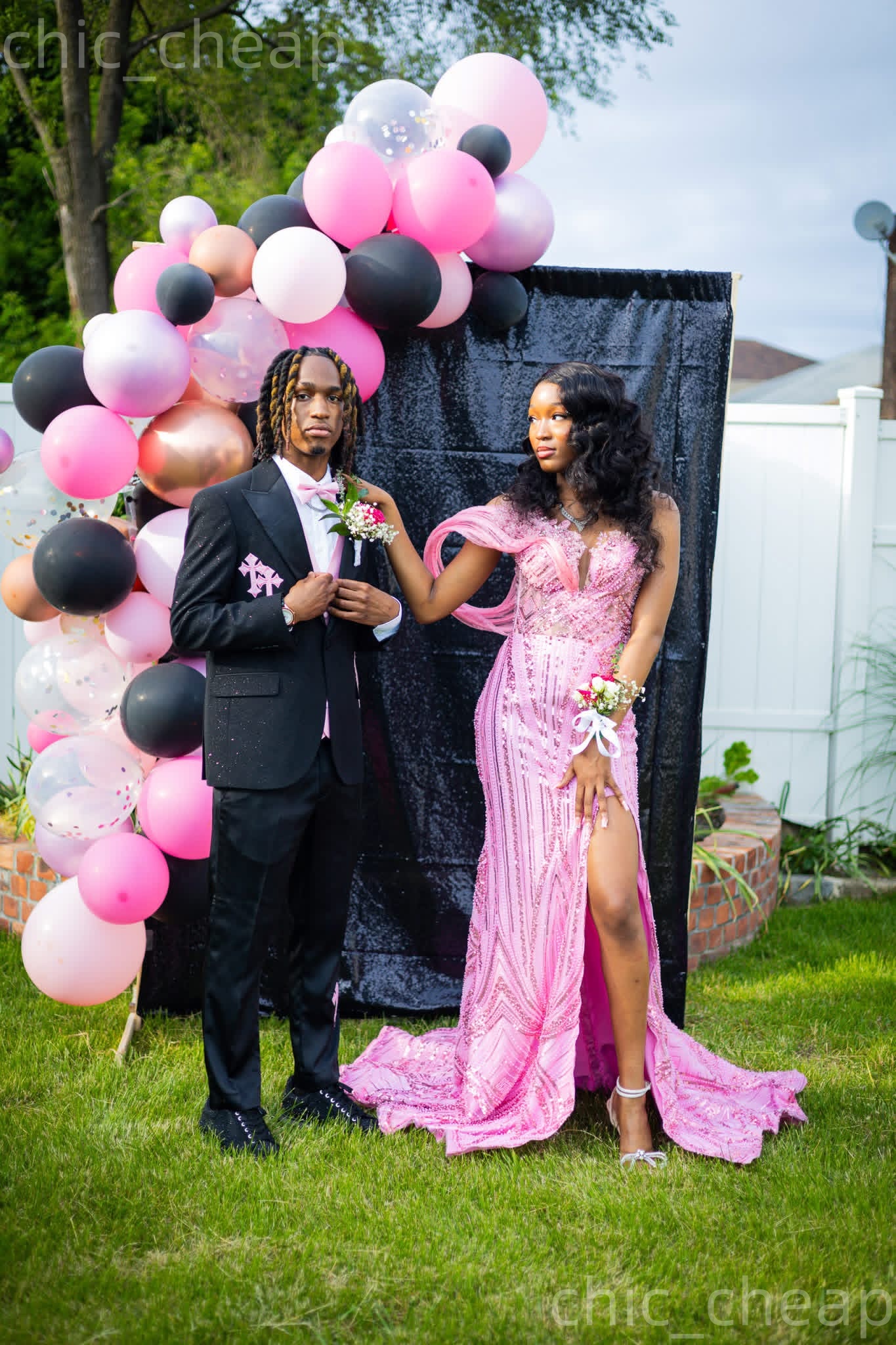 2K26 Pink Prom Dress 2026 Mermaid Prom Dress Appliques Sequined High Split Sheer Neck Evening Dresses Birthday Party Formal Receiption Gowns Dresses Z