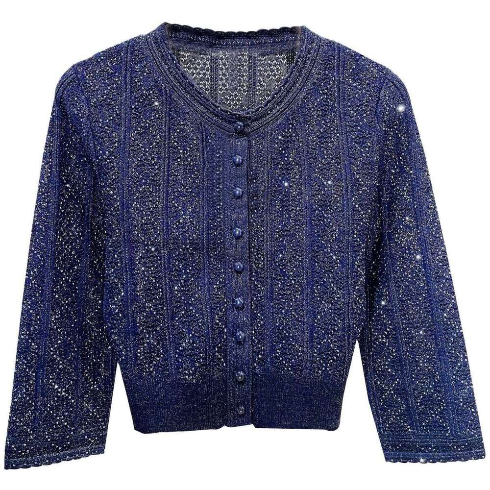 2026 Spring and Summer New French Style Shiny Silk Hollow Stripe Niche Two Piece Women's Fashion Set