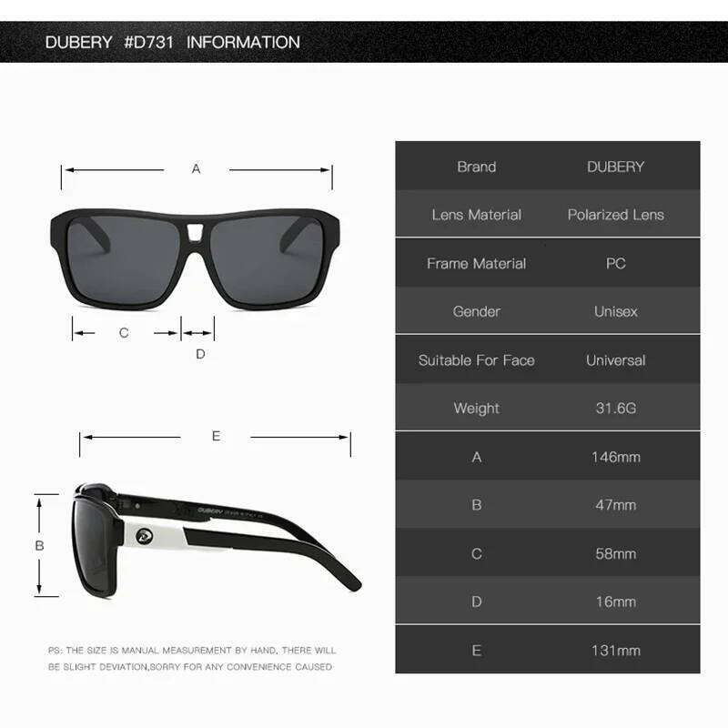 DUBERY Polarized Sunglasses Men's Driver Shades Male Sun Glasses For Men Original 2024 Luxury Brand Oculos 008 Z260306