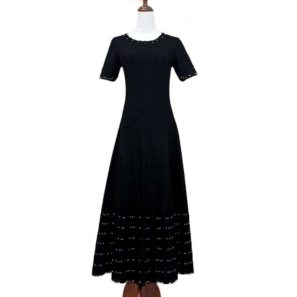 2026 Spring and Summer New Hollow Tank Top Long Dress French Sexy Off Shoulder Beaded Sleeveless Evening Dress