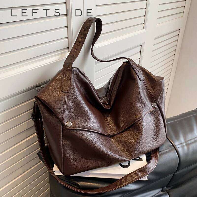 LEFTSIDE PU Leather High-capacity Shoulder Bags for Women 2025 Luxury Designer Tote Bag Females Fashion Handbags and Purses XJ260306