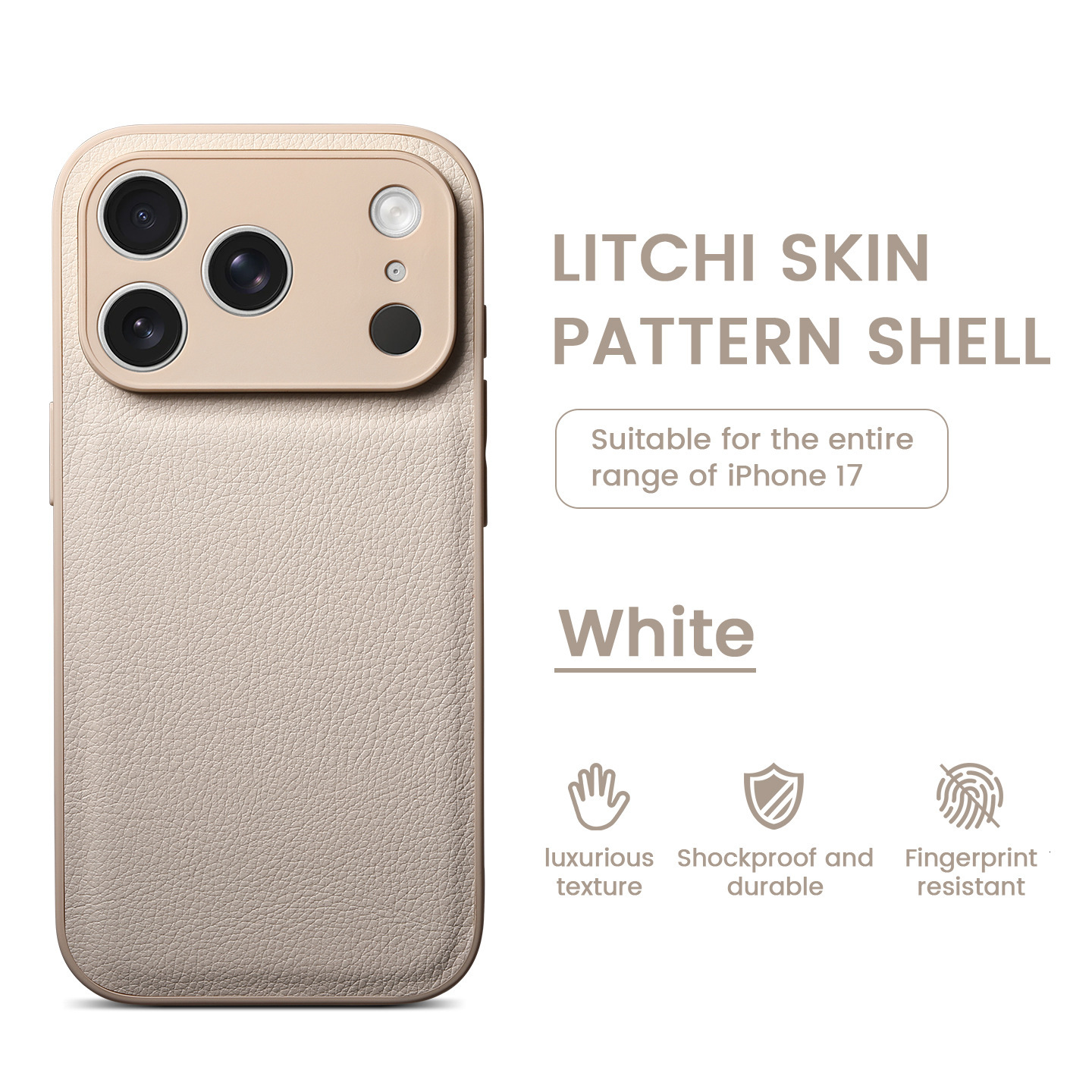 Apple 17pm Phone Lychee Compatible Leather Texture Two-in-One iPhone 14 Pro Skin Protective Case 15/16