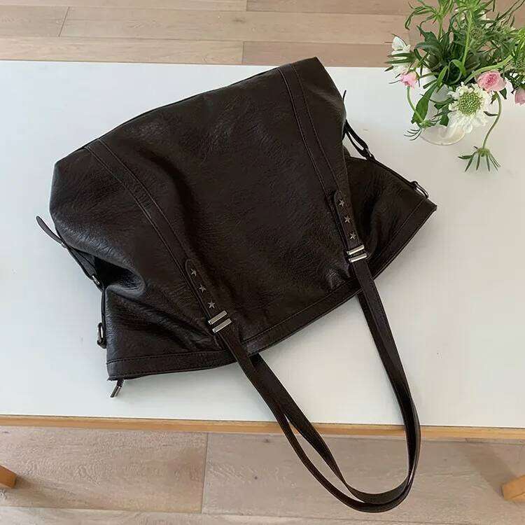 Rivet Women handbag Soft PU leather big Totes Casual female Shoulder Crossbody bag Large capacity Composite Bag ladies hand bags XJ260306