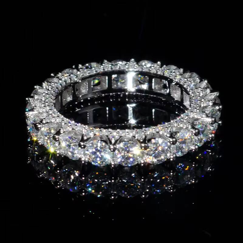 With Gra Certificate Vvs1 Moissanite Diamond Round 925 Sterling Silver Full Eternity Ring Band Wedding Engagement for Women Men