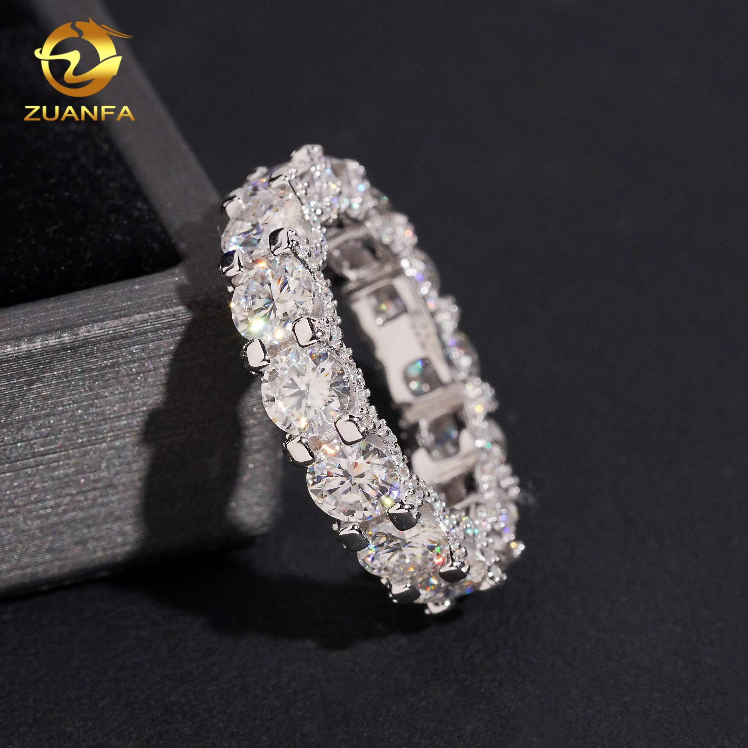 New Arrivals Hot Sale Hip Hop Design Moissanite Ring Pass Diamond Test S925 Silver Round Iced Out Ring Mens