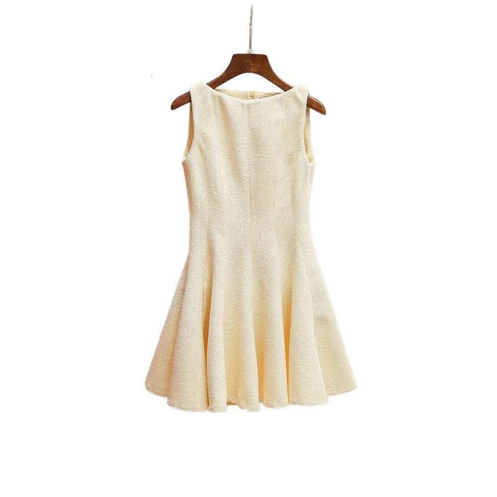 2026 Spring and Summer New Korean Sweet Celebrity Style Elegant Twill Waist Strap Sleeveless Women's Short Tank Top Dress