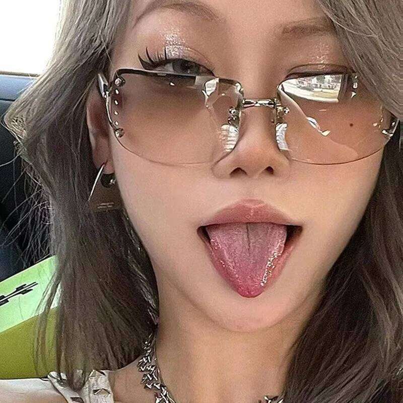 New Diamond Y2K Sunglasses Women Luxury Sexy Rimless Sun Glasses Men UV400 Goggle Outdoor Driving Style Fashion Eyewear Shades Z260306