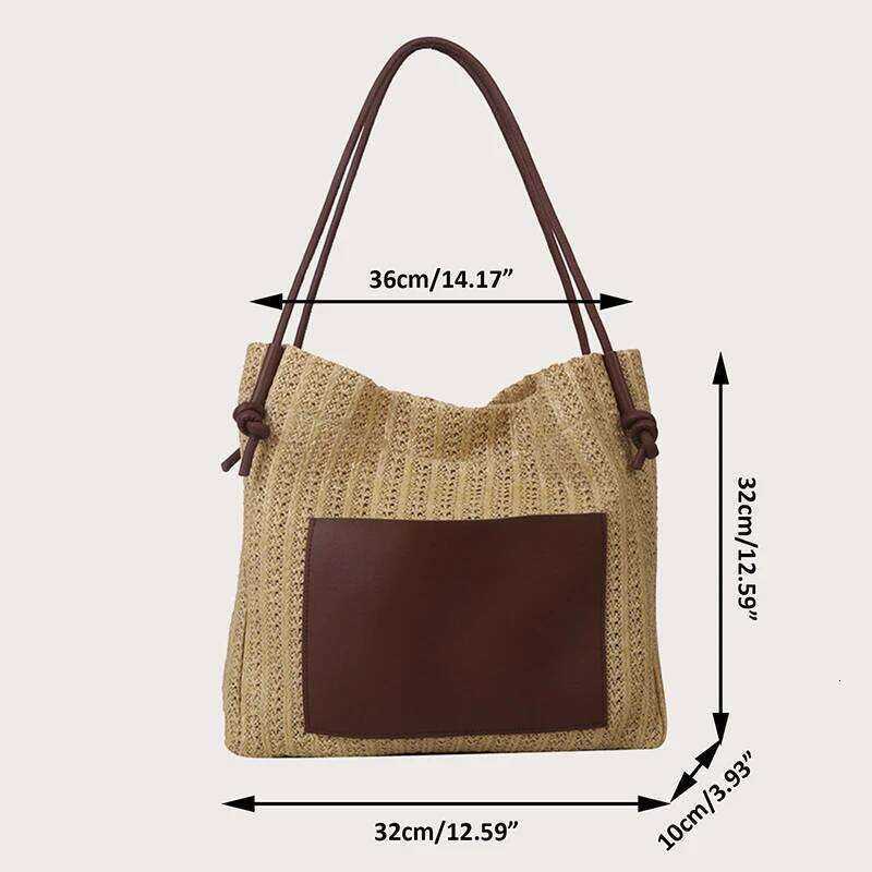 Women Designer Casual Handmade Shoulder Beach Straw Hollow Out Knitting Tote Bag Large Capacity Handbag XJ260306
